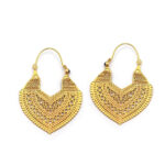 Handmade Ethnic Hoop Earrings in Gold Plated Silver 925