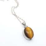 Handmade 925 Sterling Silver Box Pendant with Tiger's Eye