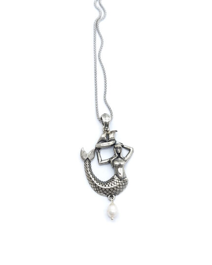 Handmade Mermaid Pendant in 925 Sterling Silver with Pearl