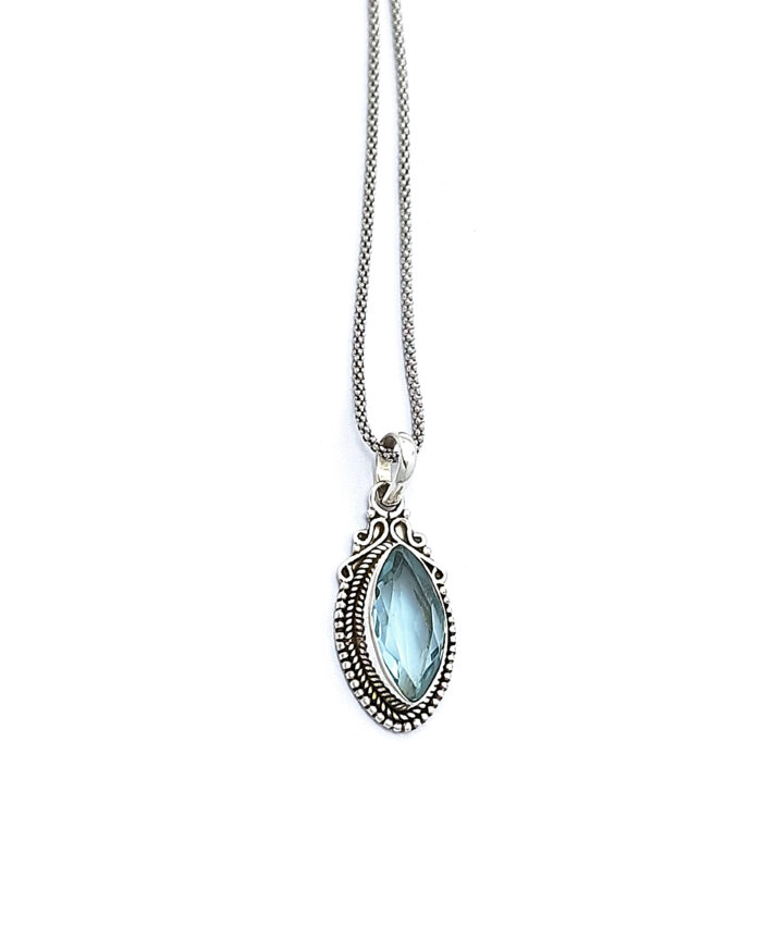 Handmade 925 Sterling Silver Blue Topaz Pendant