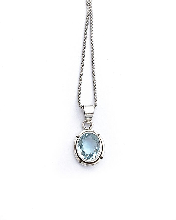 Handmade 925 Sterling Silver Blue Topaz Pendant