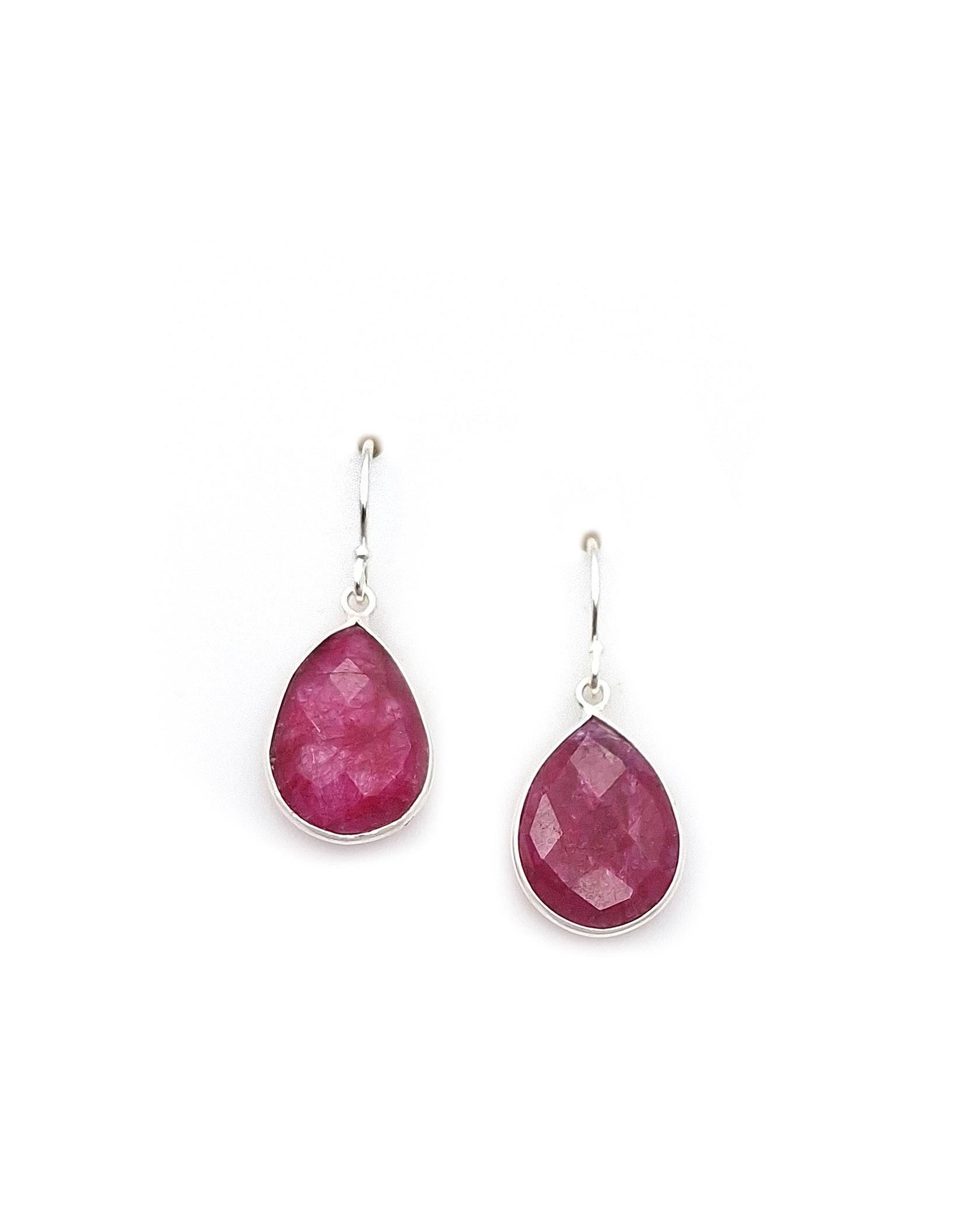 Handmade 925 Sterling Silver Earrings with Rubies Handmade 925 Sterling Silver Earrings with Rubies