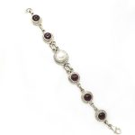 Handmade 925 Sterling Silver Bracelet with Semi-Precious Garnet and Pearl