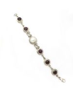 Handmade 925 Sterling Silver Bracelet with Semi-Precious Garnet and Pearl