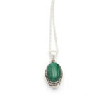 Handmade 925 Sterling Silver Box Pendant with Malachite