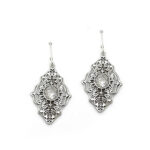 Handmade Folk Art Silver Earrings with Zircon