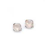 Handmade, Sterling Silver Clip Earrings with Rose Quartz
