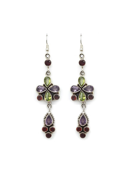 Handmade 925 Sterling Silver Earrings with Semi Precious Stones