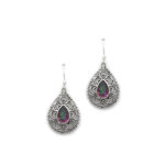 Handmade Folk Art Sterling Silver Earrings with Mystic Topaz