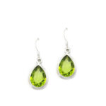 Handmade 925 Sterling Silver Earrings with Peridot semi precious stone