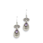 Handmade 925 silver earrings with Amethyst semi precious stone