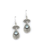 Handmade 925 silver earrings with Blue Topaz semi precious stone