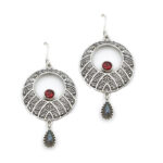 Handmade Ethnic Earrings in 925 Silver with Semi-Precious Stones