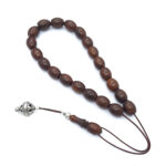 Coconut wood kompoloi with silver fittings