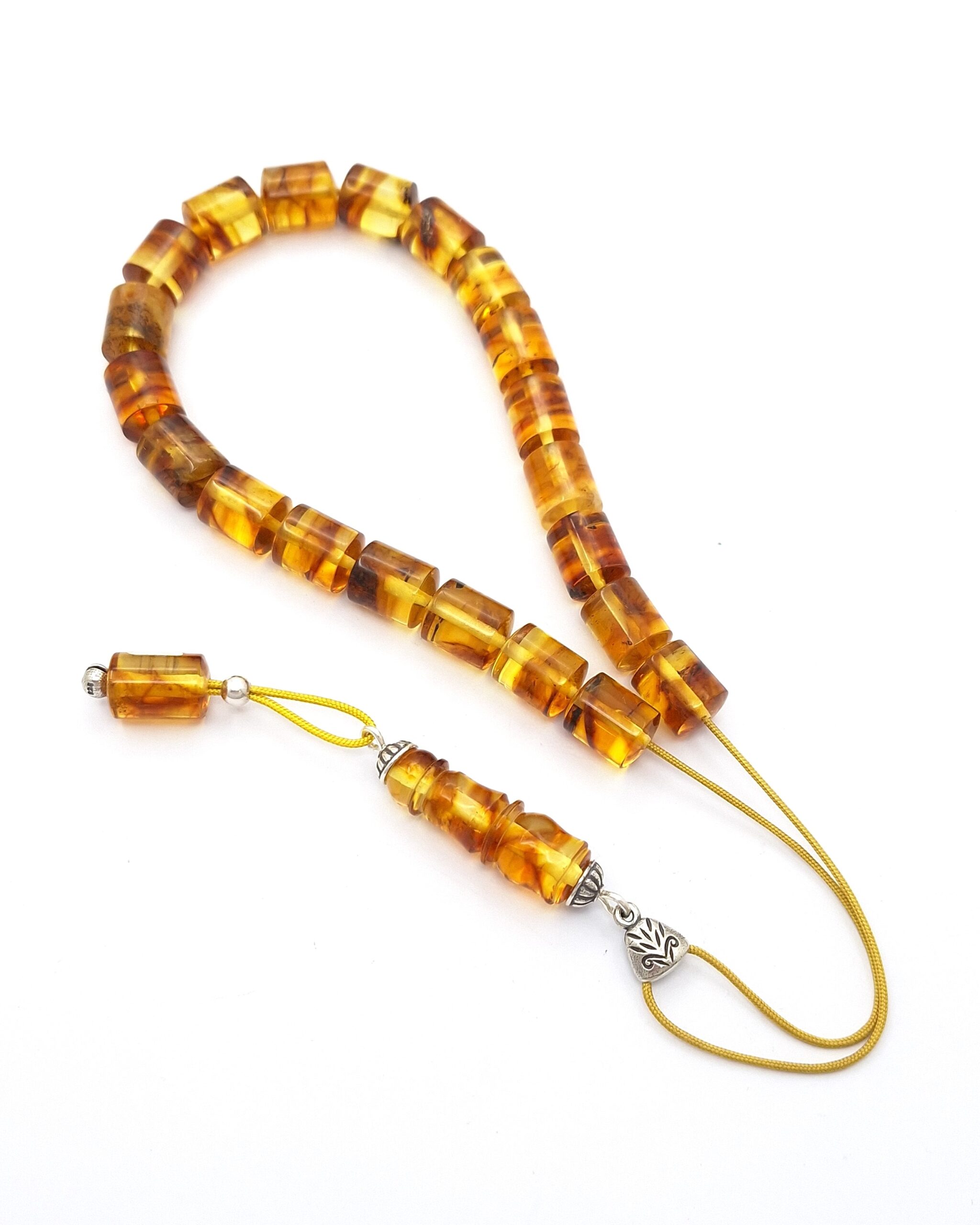 Pressed Baltic Amber Kompoloi with 925 Silver Pressed Baltic Amber Kompoloi with 925 Silver