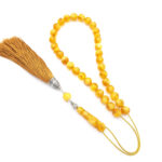 Pressed Baltic Amber Komboloi with sterling silver and silk tassel | 33 beads