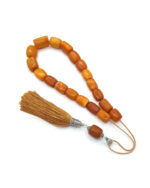 Kahraman Amber Komboloi – Collectible with Sterling Silver & Silk Tassel
