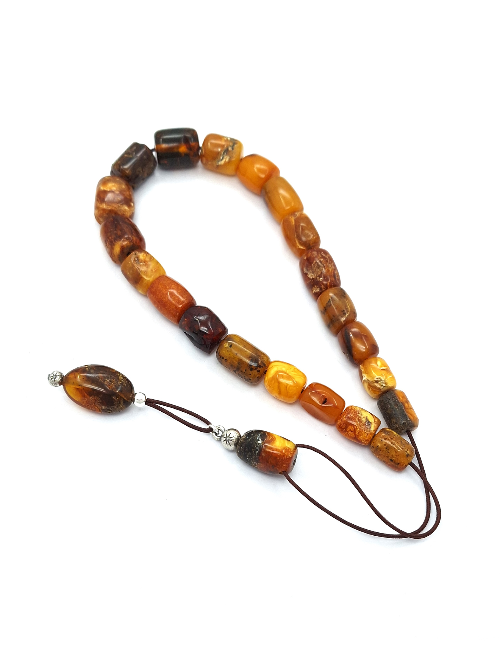 Raw Baltic Amber Komboloi in with 925 Sterling Silver Raw Baltic Amber Komboloi in with 925 Sterling Silver