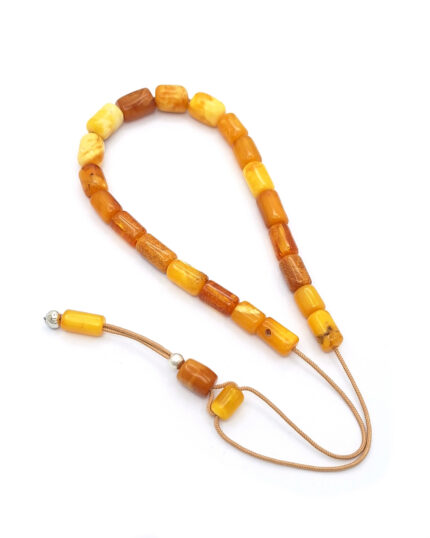 Raw Baltic Amber Komboloi in with 925 Sterling Silver