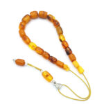 Raw Baltic Amber Komboloi multicolor with 925 Sterling Silver