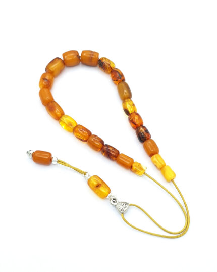 Raw Baltic Amber Komboloi multicolor with 925 Sterling Silver