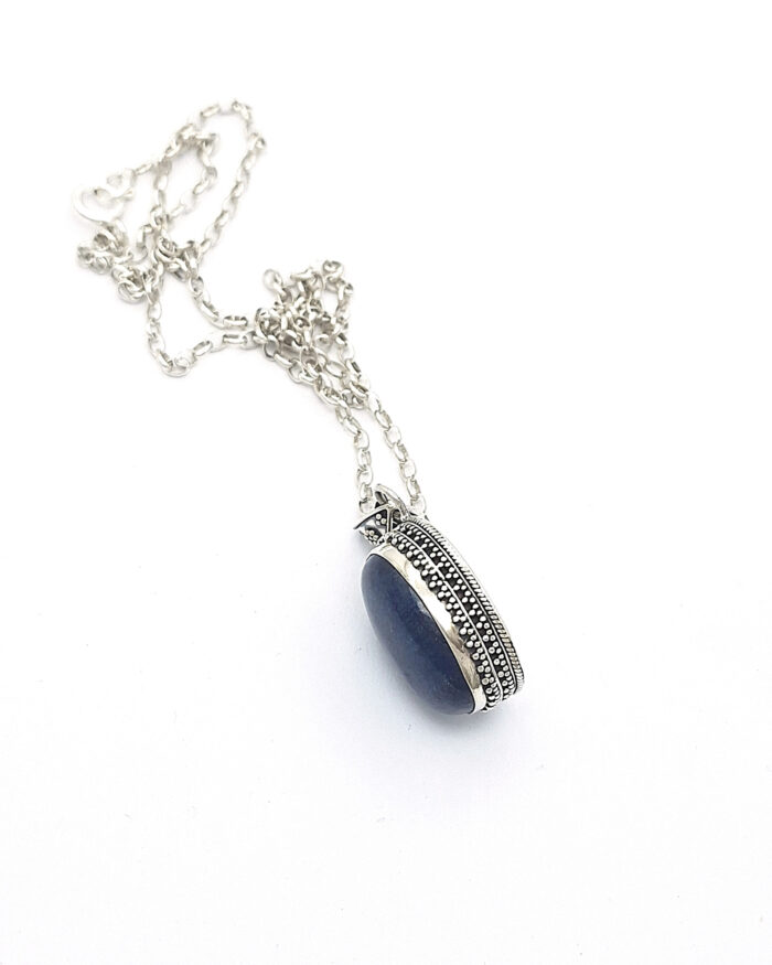 Handmade Ethnic Pendant with Lapis Lazuli and 925 Silver