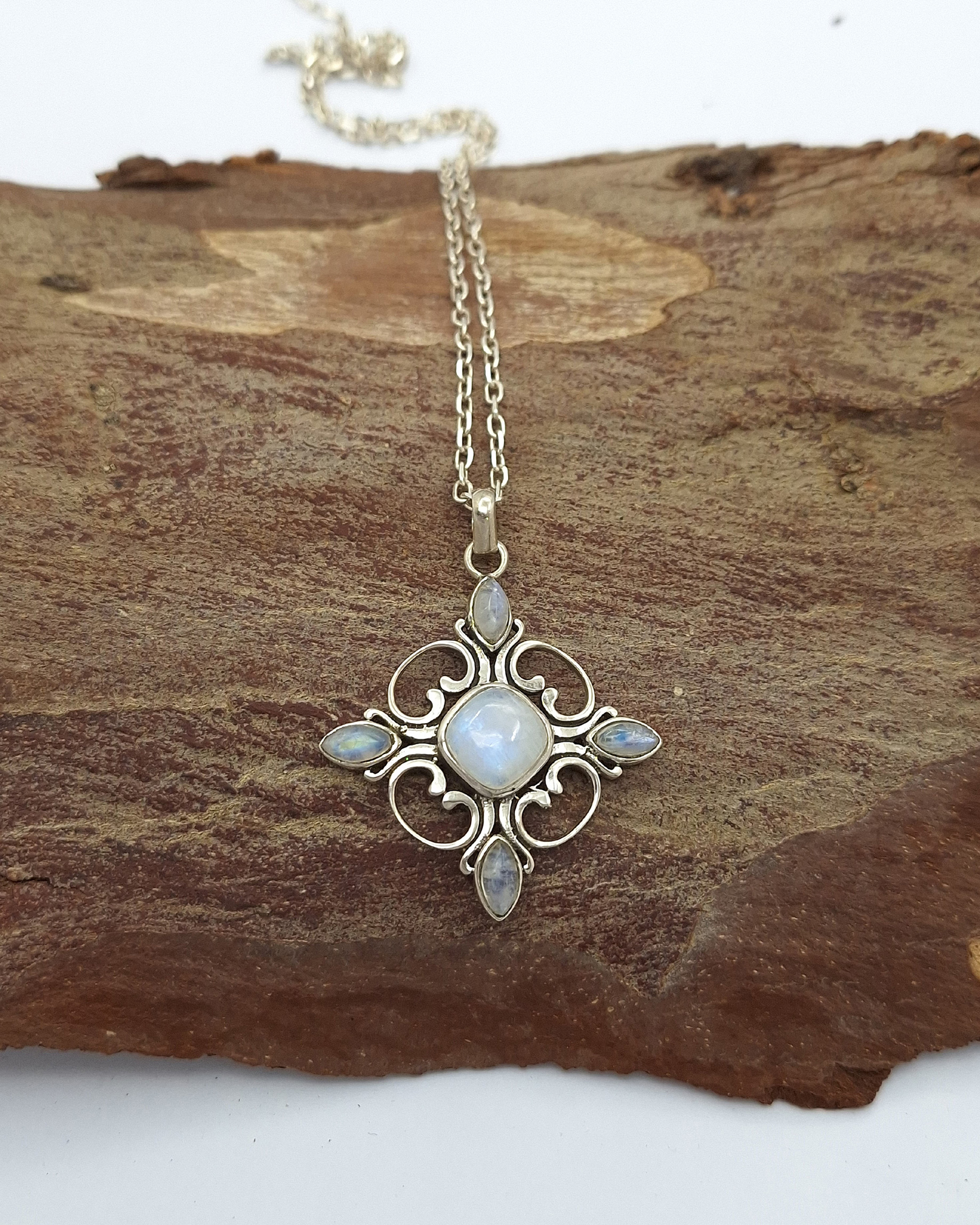 Handmade Sterling Silver 925 Cross with Moonstones | Elegance and Timeless Meaning Handmade Sterling Silver 925 Cross with Moonstones | Elegance and Timeless Meaning