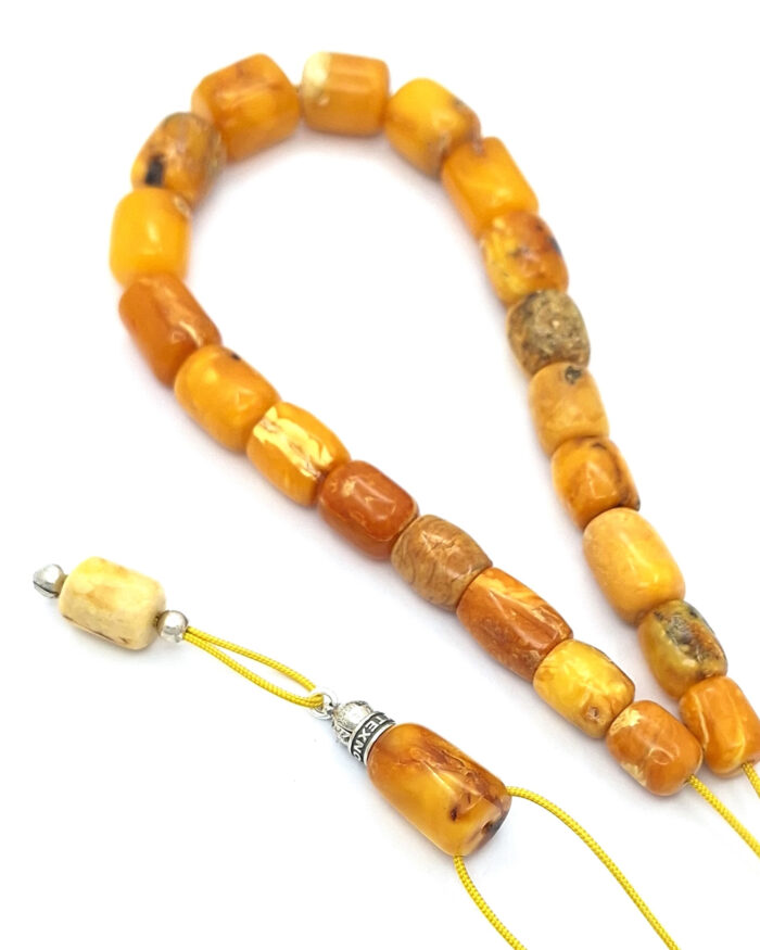 Baltic Amber Komboloi in Antique Shade with 925 Sterling Silver