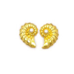 Handmade Shell Earrings with Pearl in Gold-Plated Sterling Silver 925