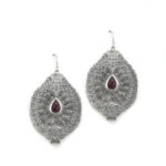 Handmade Folk Art Earrings in Sterling Silver 925 with Garnet | A Jewel of Distinctive Aesthetics