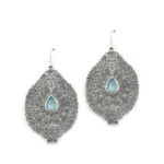 Handmade Folk Art Earrings in Sterling Silver 925 with Blue Topaz | A Jewel of Distinctive Aesthetics