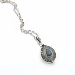 Handmade Sterling Silver 925 Locket Pendant with Garnet
