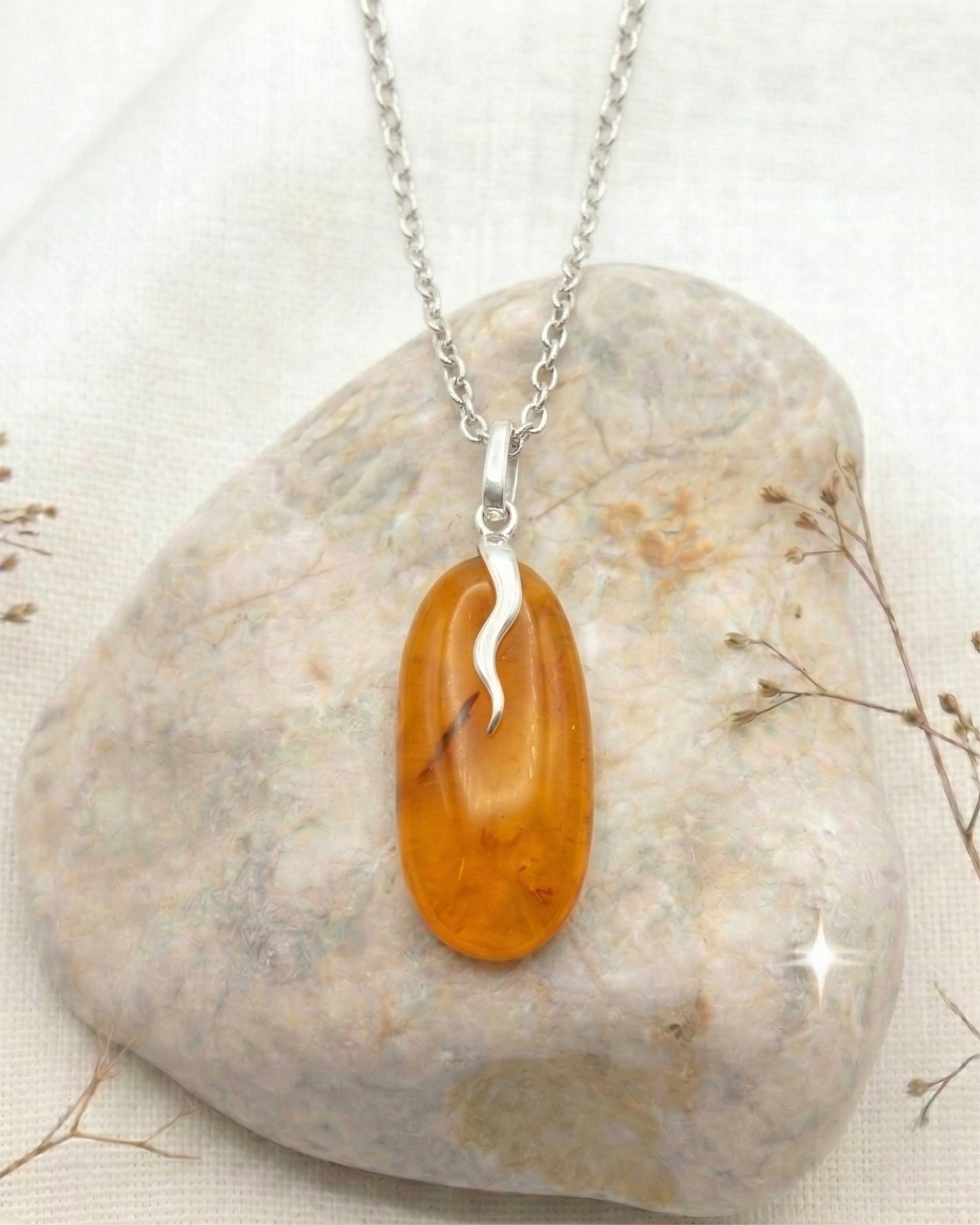 Handmade Baltic Amber Pendant with Sterling Silver 925 Handmade Baltic Amber Pendant with Sterling Silver 925