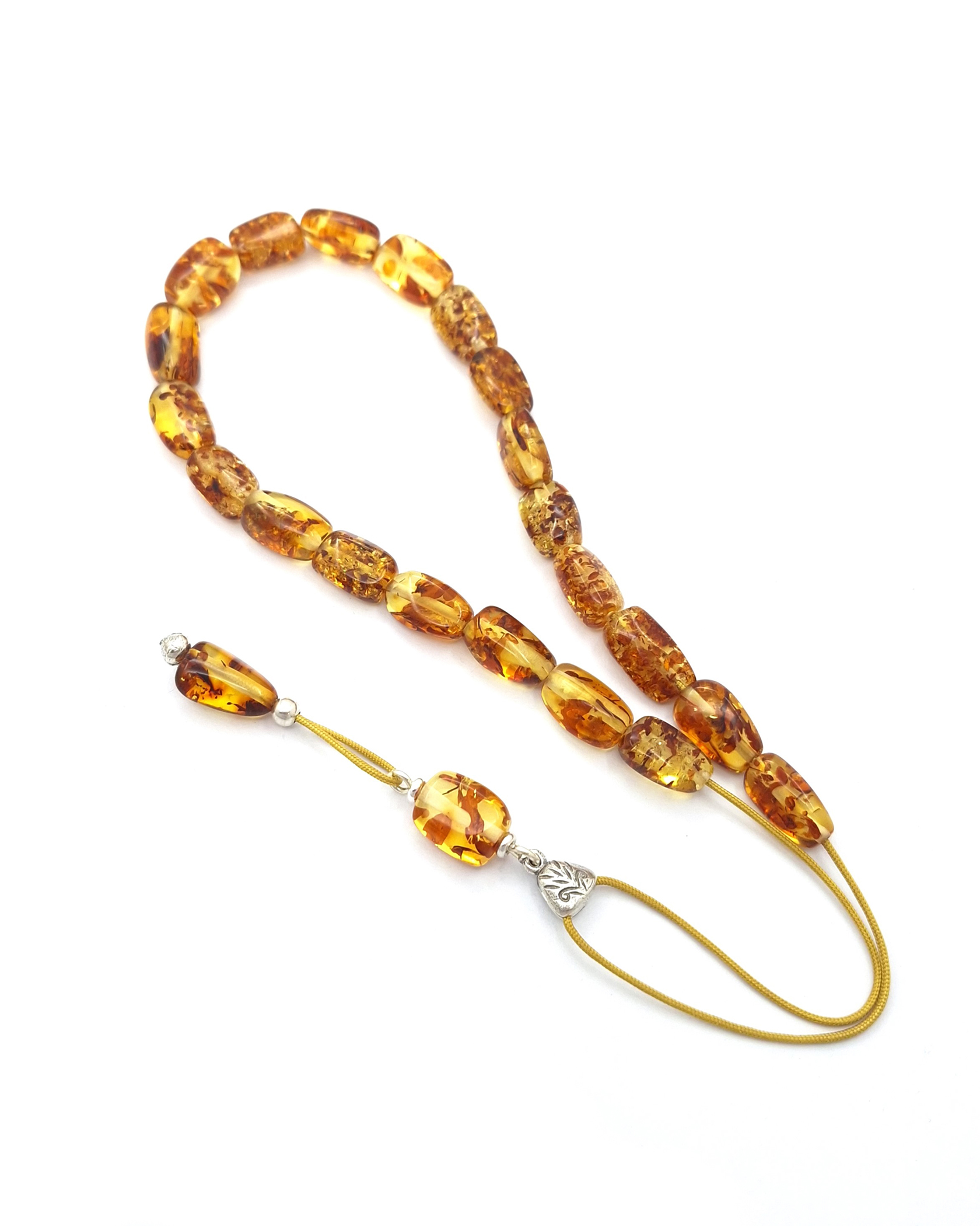 Baltic Amber komboloi with Inclusions and Sterling Silver Baltic Amber komboloi with Inclusions and Sterling Silver