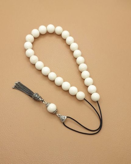 Camel Bone Komboloi with Silver Tassel