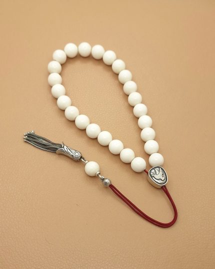 Camel Bone Komboloi with Silver Tassel and Emblem