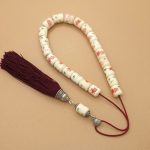Hand-Painted Bone Komboloi with Silver 925 and Silk Tassel