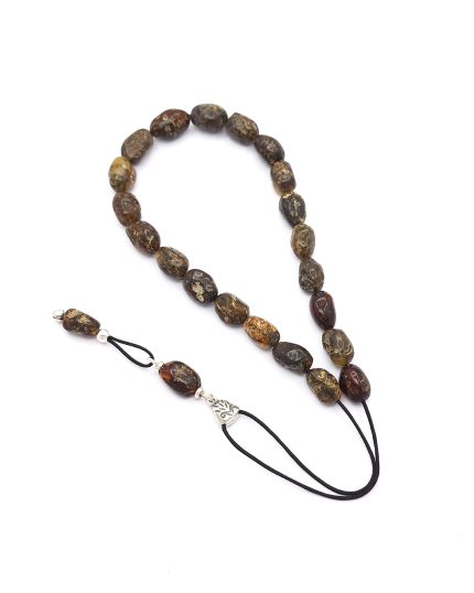 Dark Green Baltic Amber Komboloi