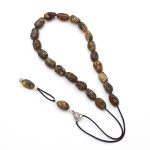 Dark Green Raw Baltic Amber Komboloi