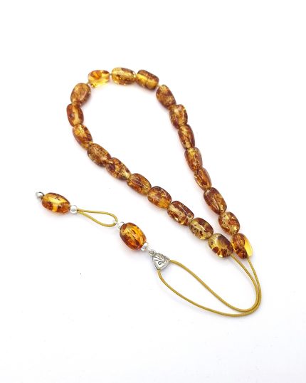 Baltic Amber Komboloi with Natural Inclusions and Sterling Silver 925