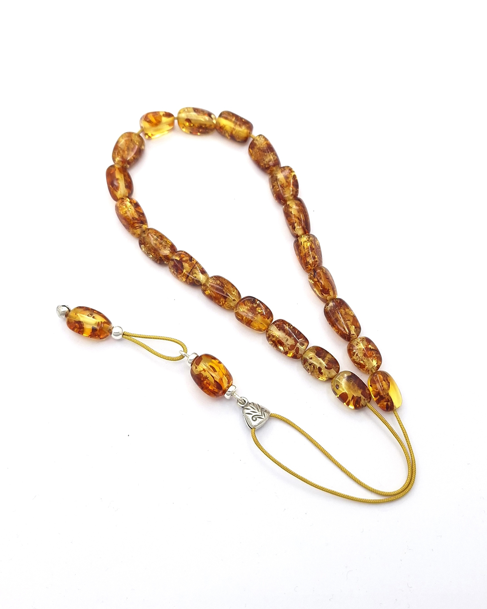 Baltic Amber Komboloi with Natural Inclusions and Sterling Silver 925 Baltic Amber Komboloi with Natural Inclusions and Sterling Silver 925