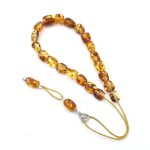Baltic Amber Komboloi with Natural Inclusions and Sterling Silver 925