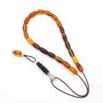 Baltic Cognac amber kompoloi in cognac color with 925 silver