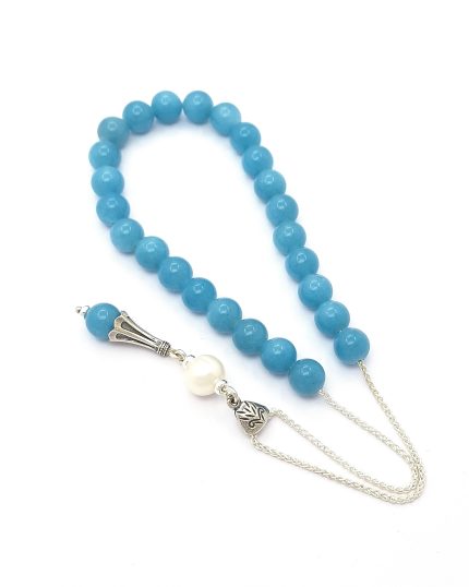Amazonite, Pearl & Sterling Silver 925 Komboloi with Chain