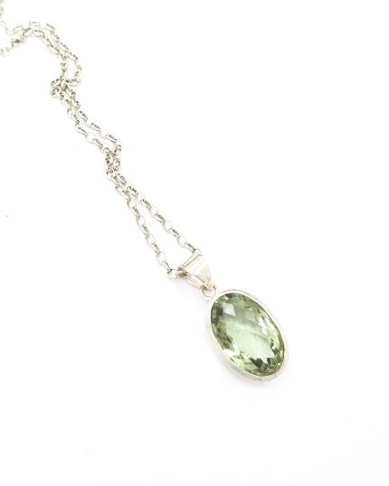 Handmade Sterling Silver Pendant with Green Amethyst