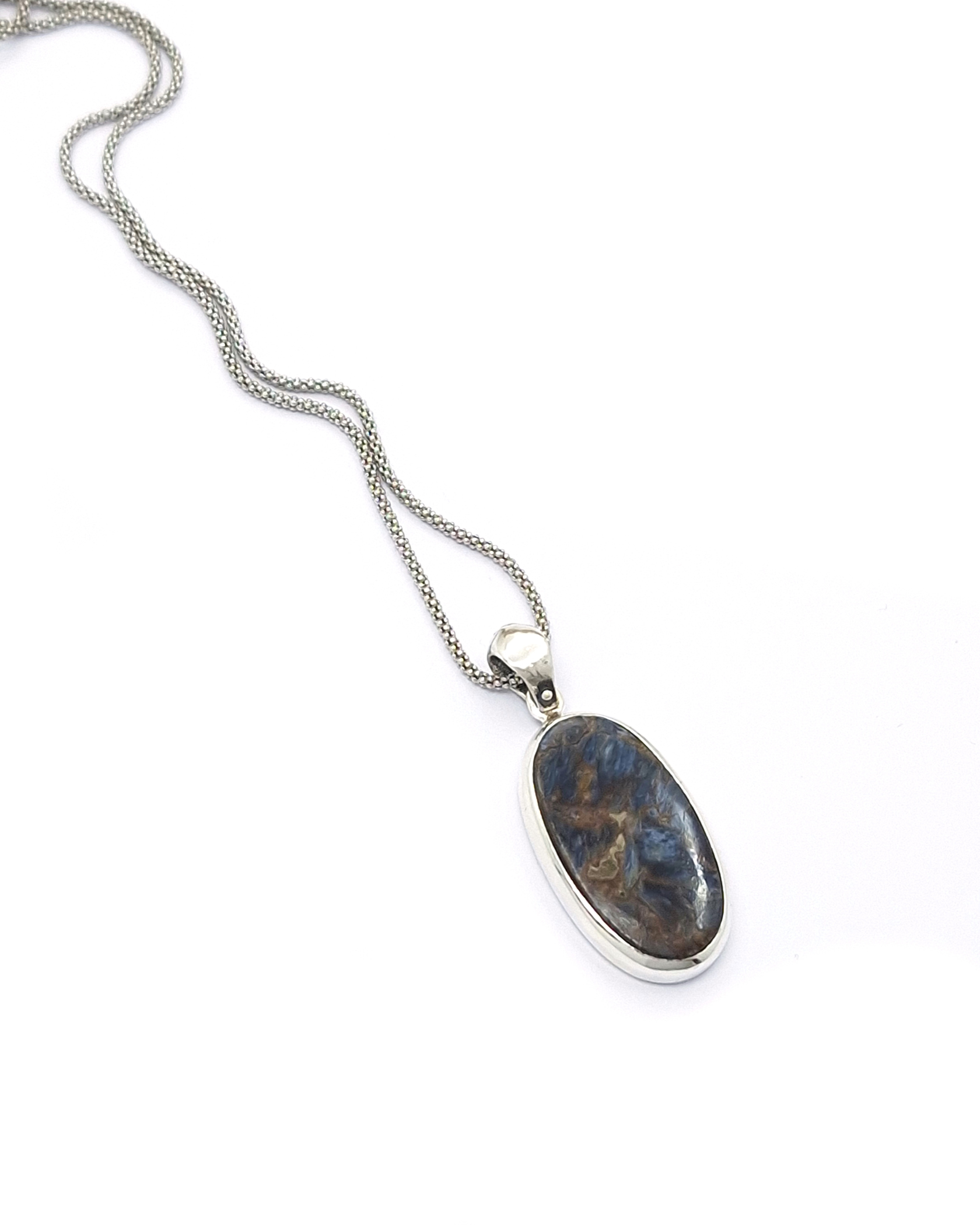 Handmade Sterling Silver 925 Pendant with Blue Pietersite Handmade Sterling Silver 925 Pendant with Blue Pietersite