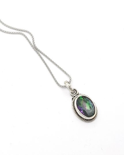 Χειροποίητο Μενταγιόν από Ασήμι 925 με Mystic Topaz