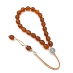 Pressed Baltic Amber kompoloi with 925 Sterling Silver