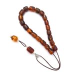 Pressed Baltic Amber komboloi with 925 Sterling Silver | 33 beads