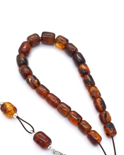 Baltic Amber Kompoloi with sterling silver accessories